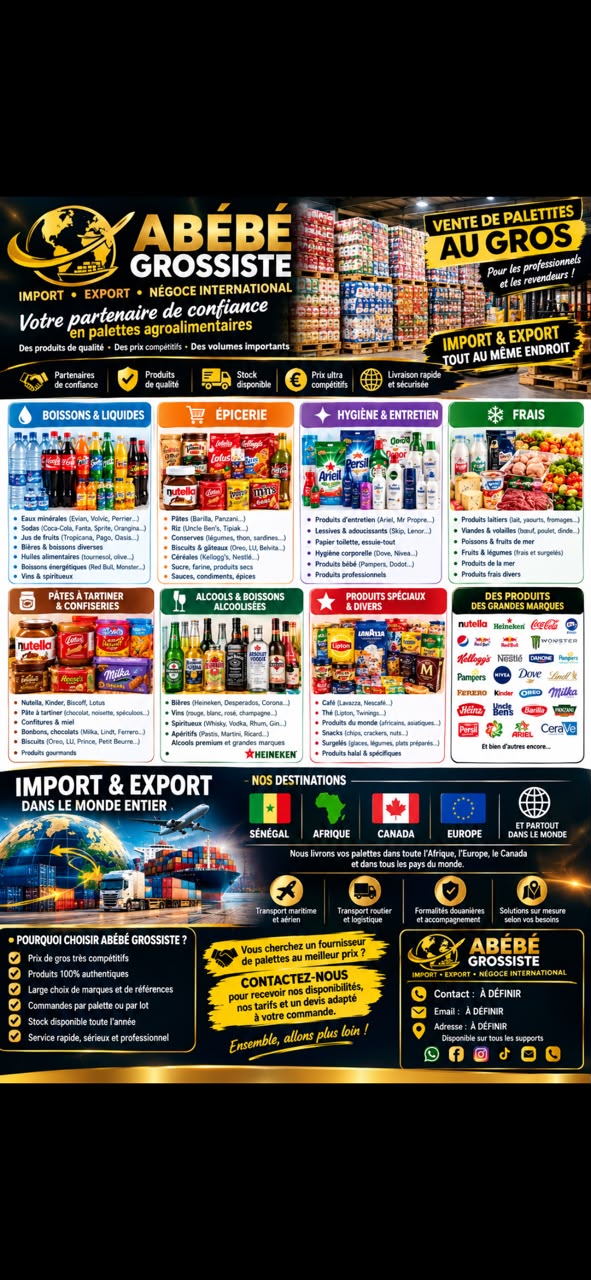 Flyer ABÉBÉ Grossiste présentant les familles de produits